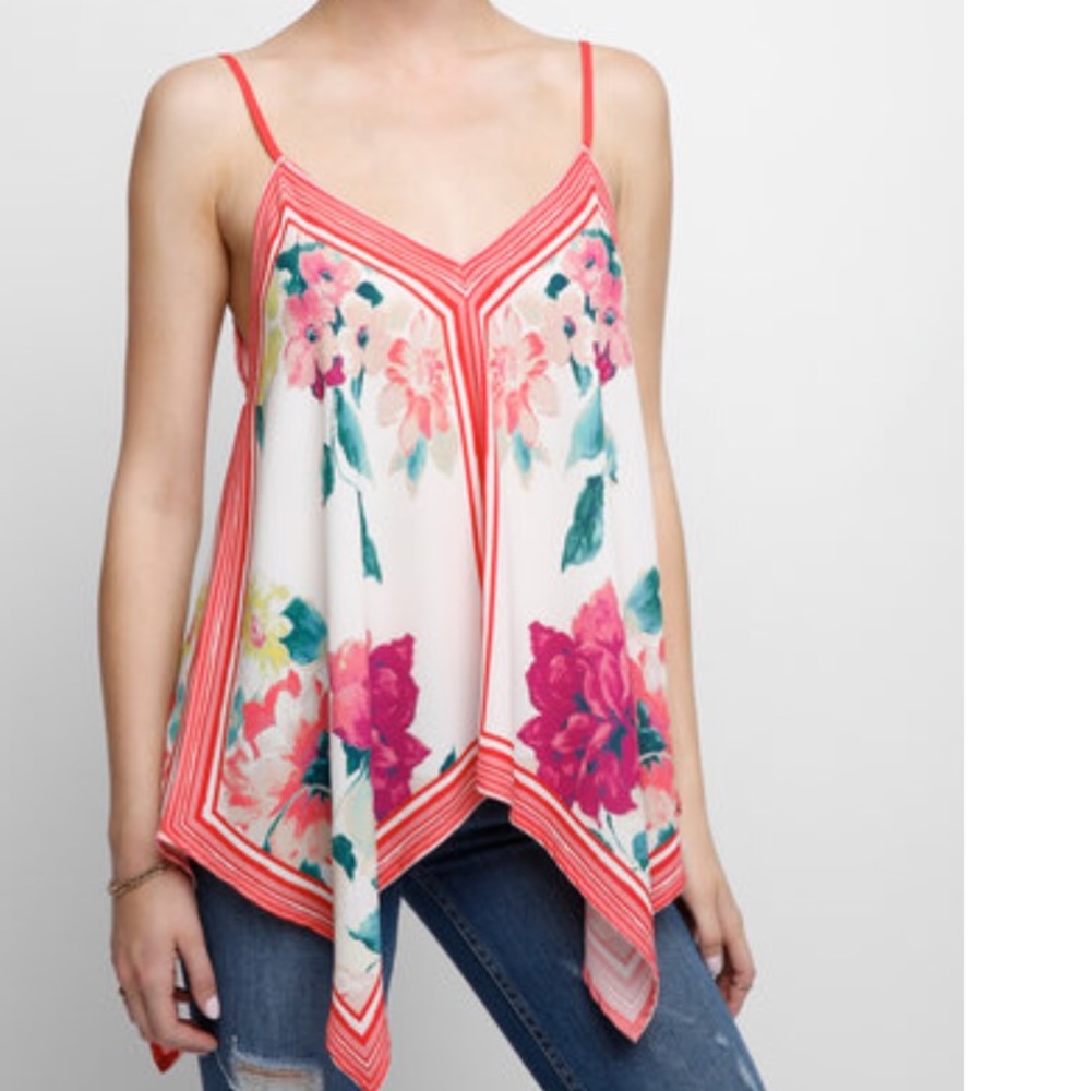 Jealous tomato floral scarf tank top small boho